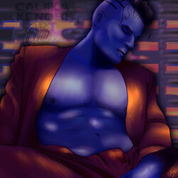 Color [Shading] (Half Body, Patterned Background)